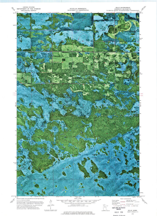 Classic USGS Jelle Minnesota 7.5'x7.5' Topo Map Image