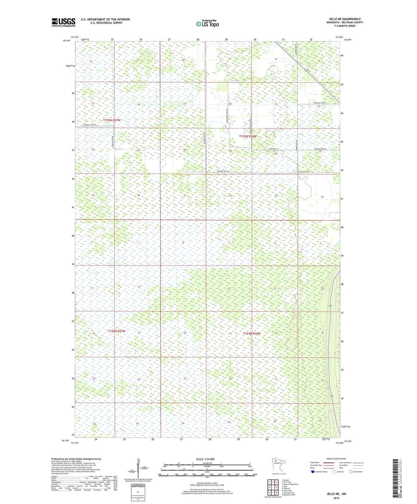 Jelle NE Minnesota US Topo Map Image