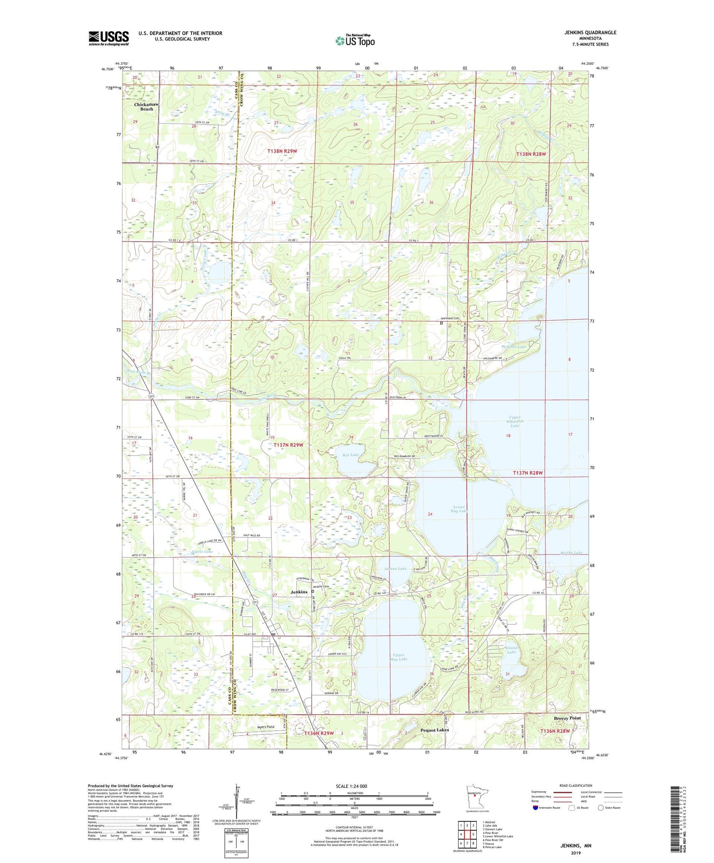 Jenkins Minnesota US Topo Map Image