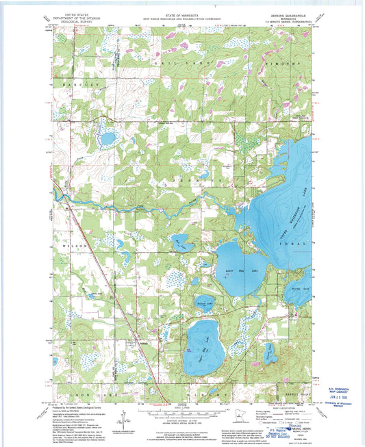 Classic USGS Jenkins Minnesota 7.5'x7.5' Topo Map Image