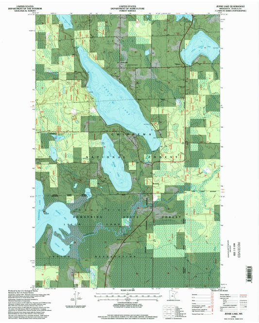 Classic USGS Jessie Lake Minnesota 7.5'x7.5' Topo Map Image