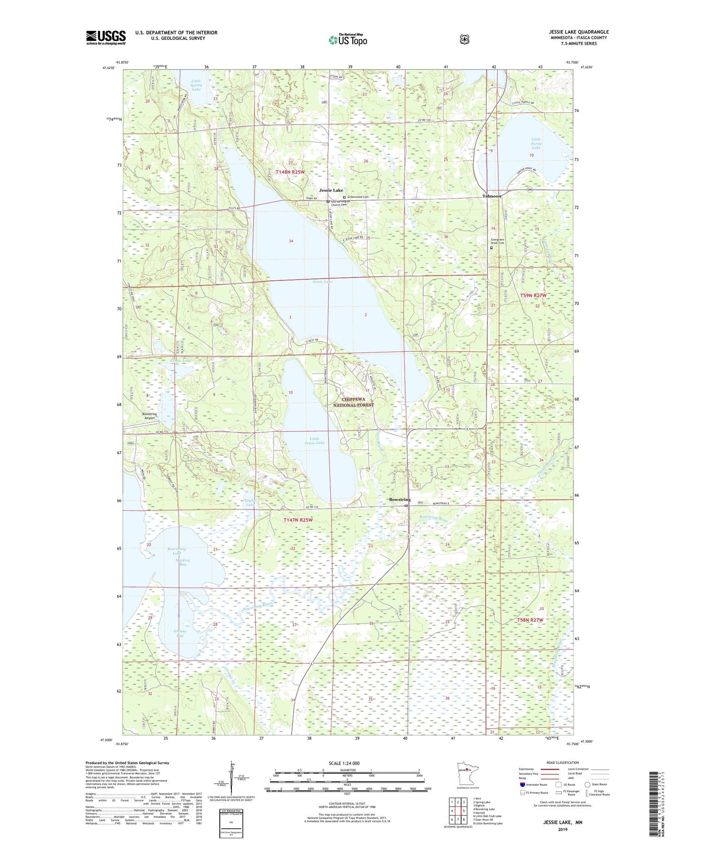 Jessie Lake Minnesota US Topo Map Image