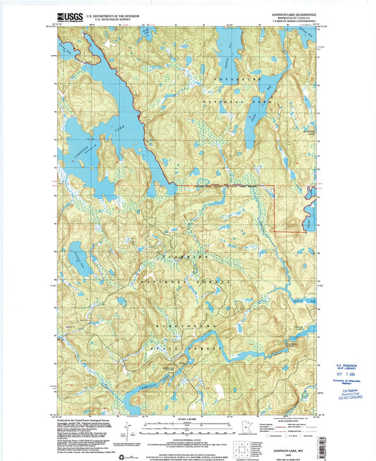 Classic USGS Johnson Lake Minnesota 7.5'x7.5' Topo Map Image