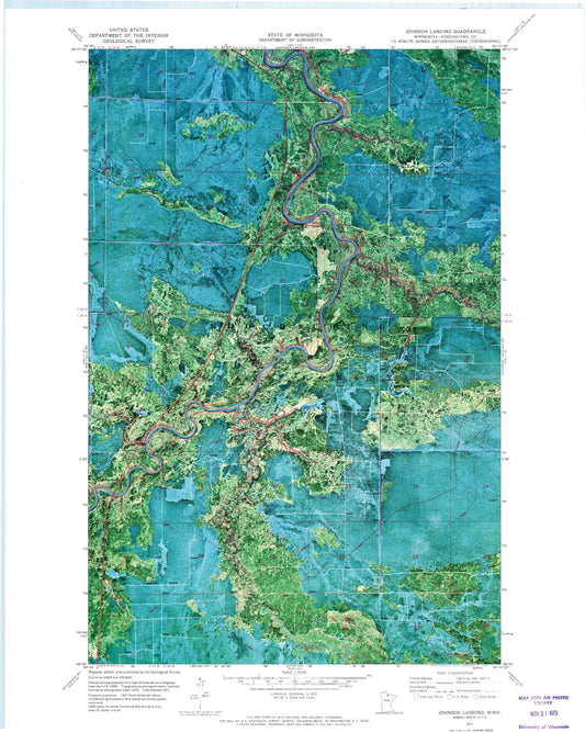 Classic USGS Johnson Landing Minnesota 7.5'x7.5' Topo Map Image