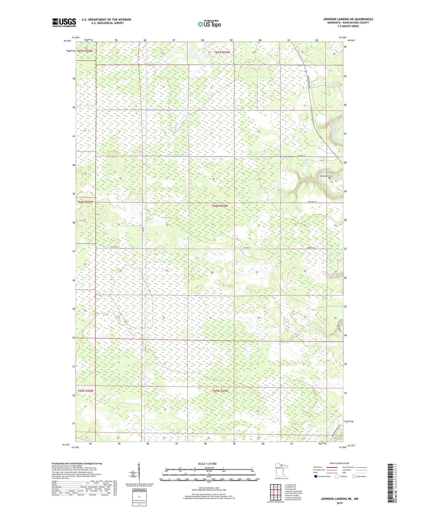 Johnson Landing NE Minnesota US Topo Map Image