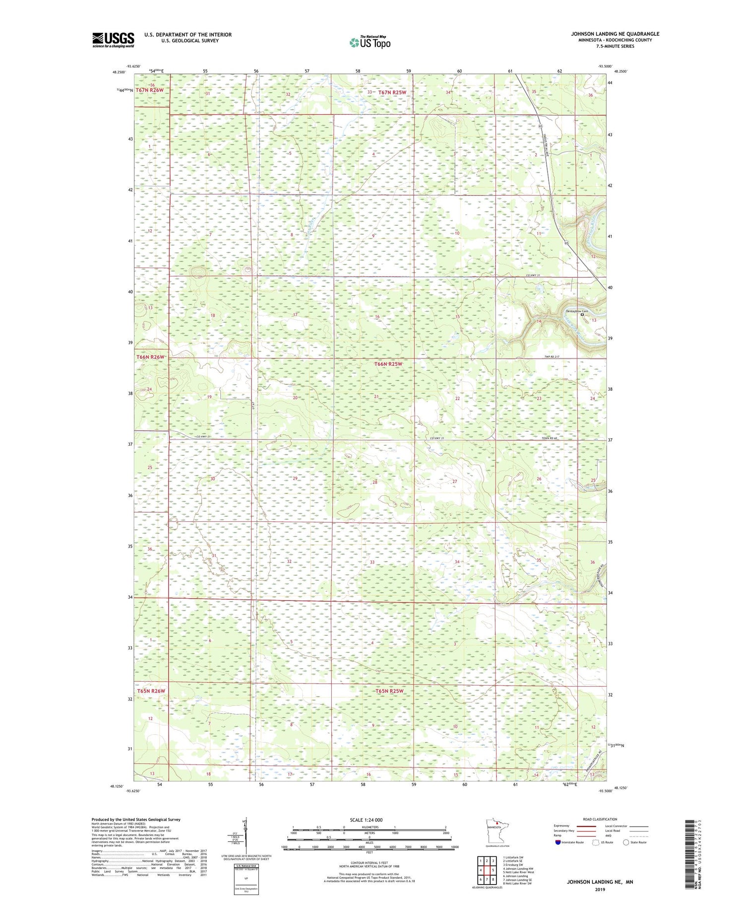 Johnson Landing NE Minnesota US Topo Map Image