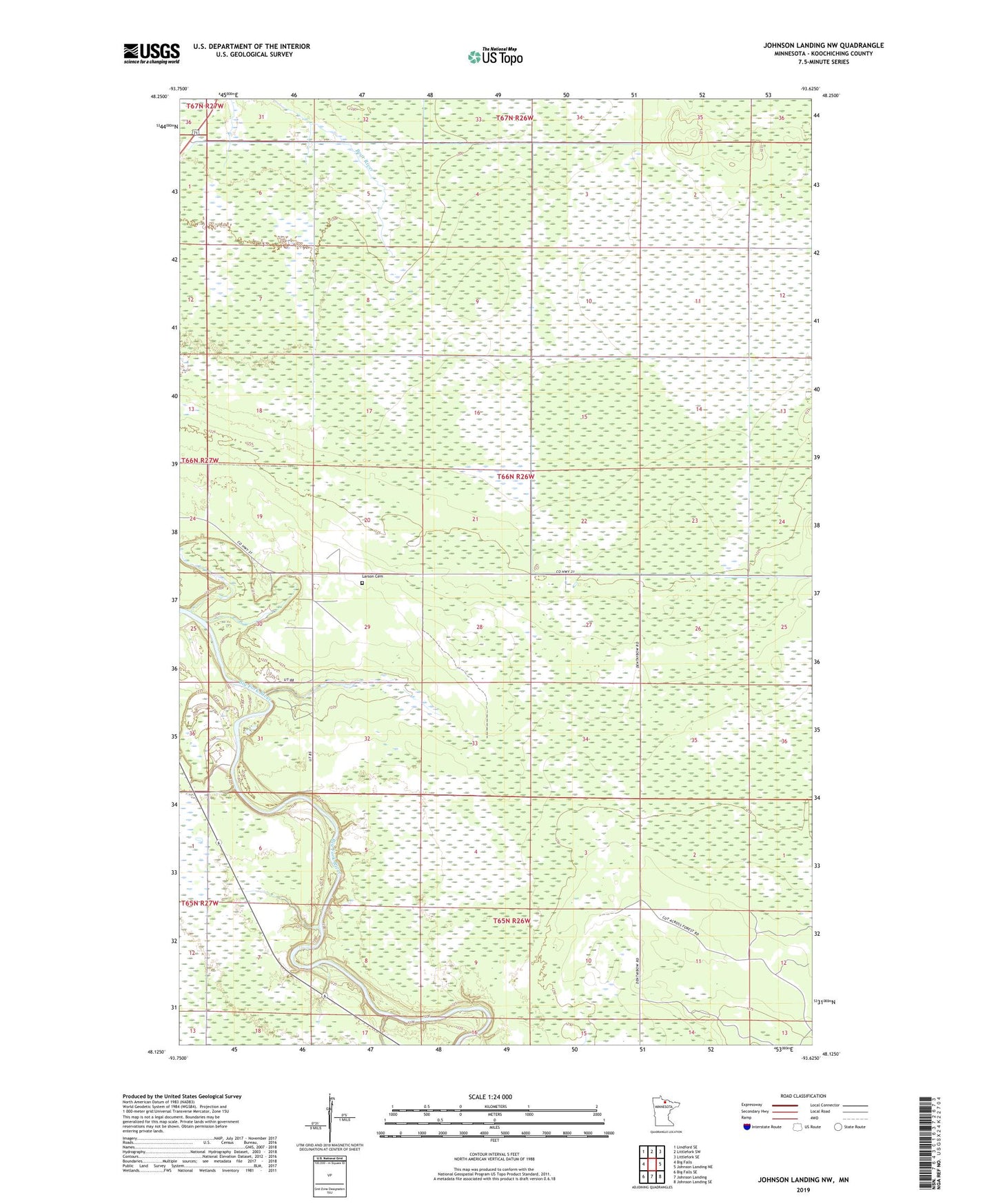 Johnson Landing NW Minnesota US Topo Map Image