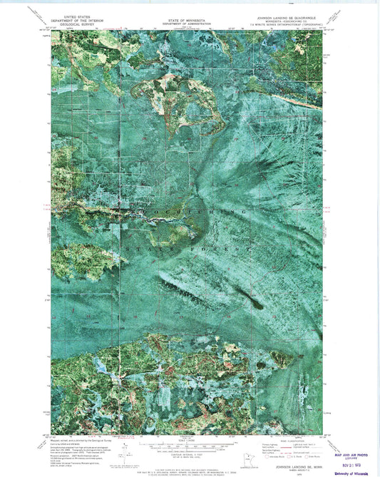 Classic USGS Johnson Landing SE Minnesota 7.5'x7.5' Topo Map Image