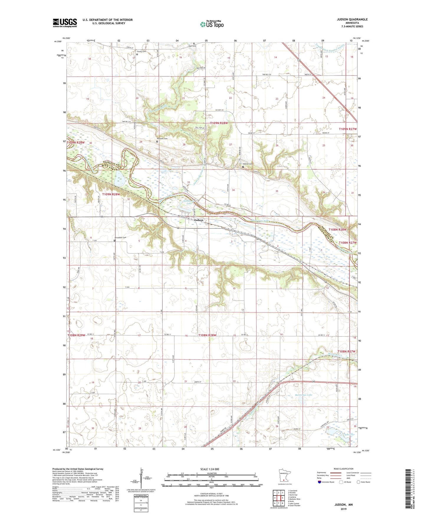 Judson Minnesota US Topo Map Image