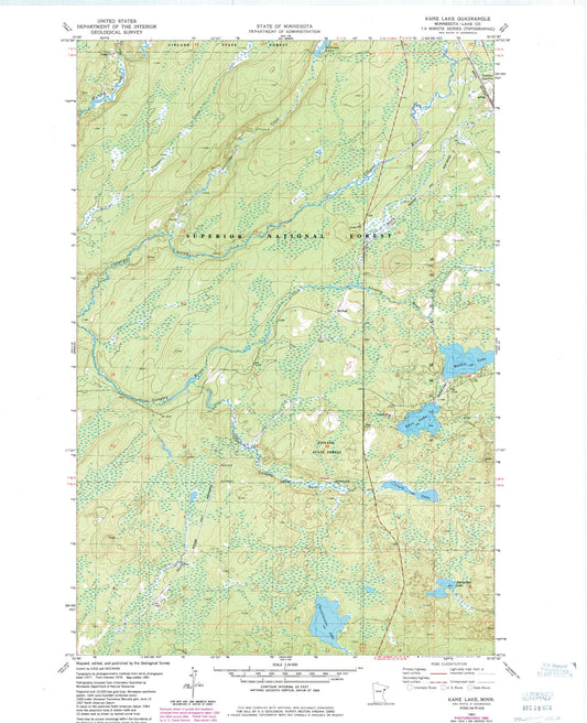 Classic USGS Kane Lake Minnesota 7.5'x7.5' Topo Map Image