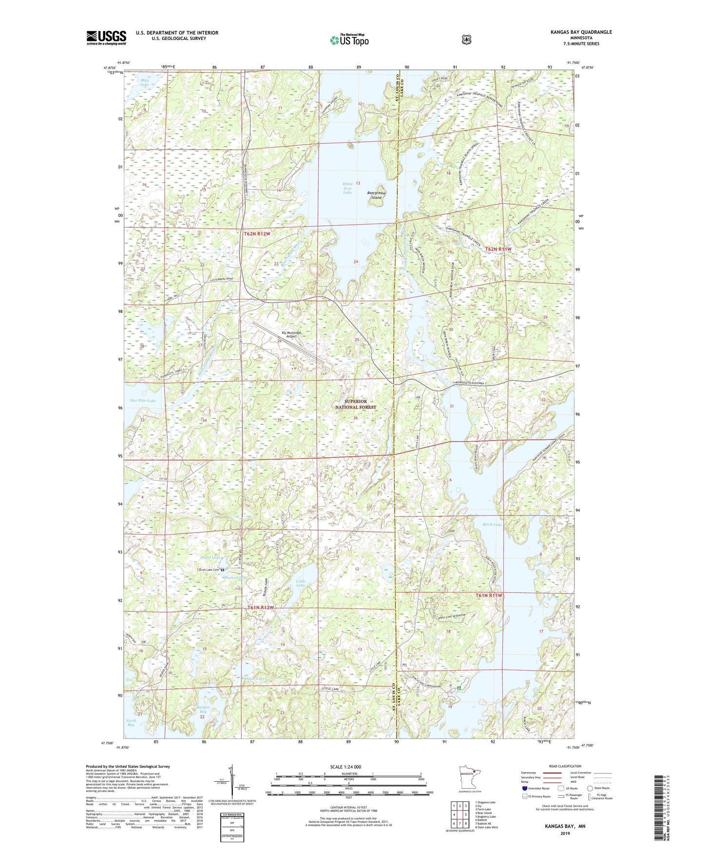 Kangas Bay Minnesota US Topo Map Image