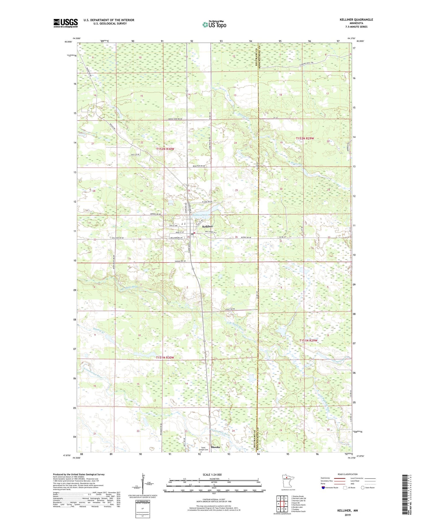Kelliher Minnesota US Topo Map Image
