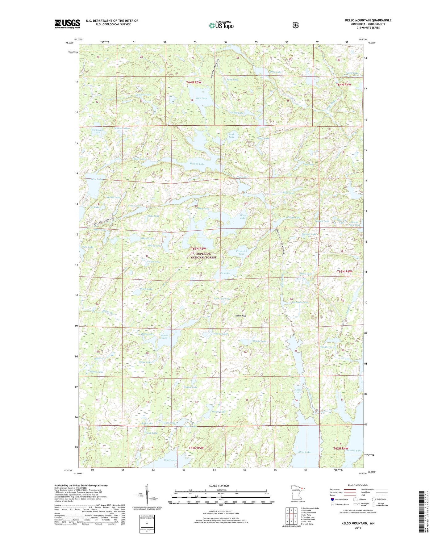 Kelso Mountain Minnesota US Topo Map Image