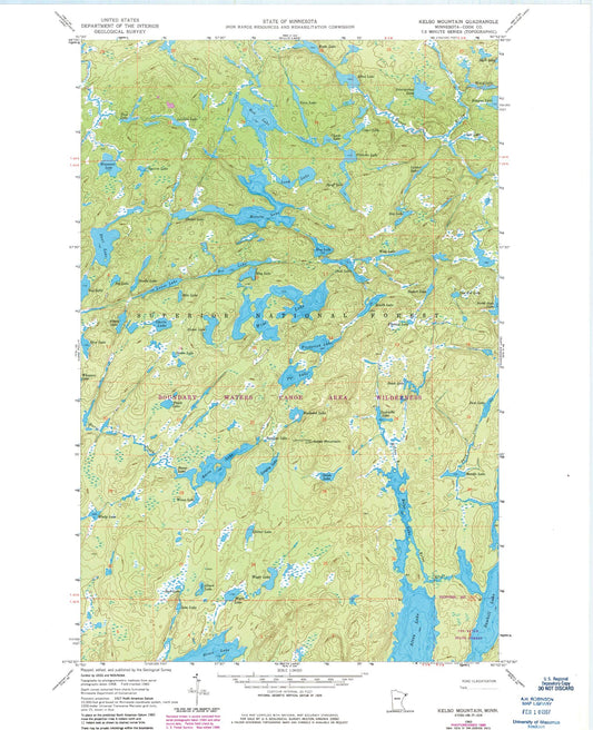 Classic USGS Kelso Mountain Minnesota 7.5'x7.5' Topo Map Image