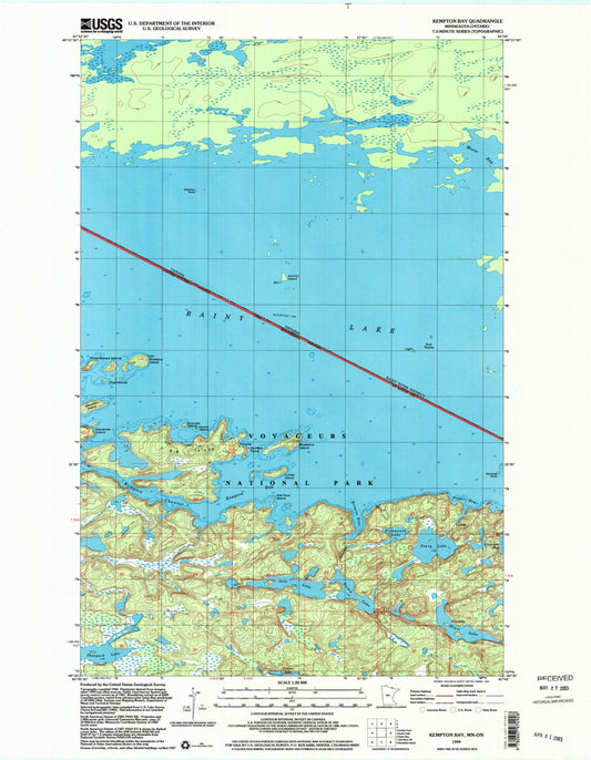 Classic USGS Kempton Bay Minnesota 7.5'x7.5' Topo Map Image