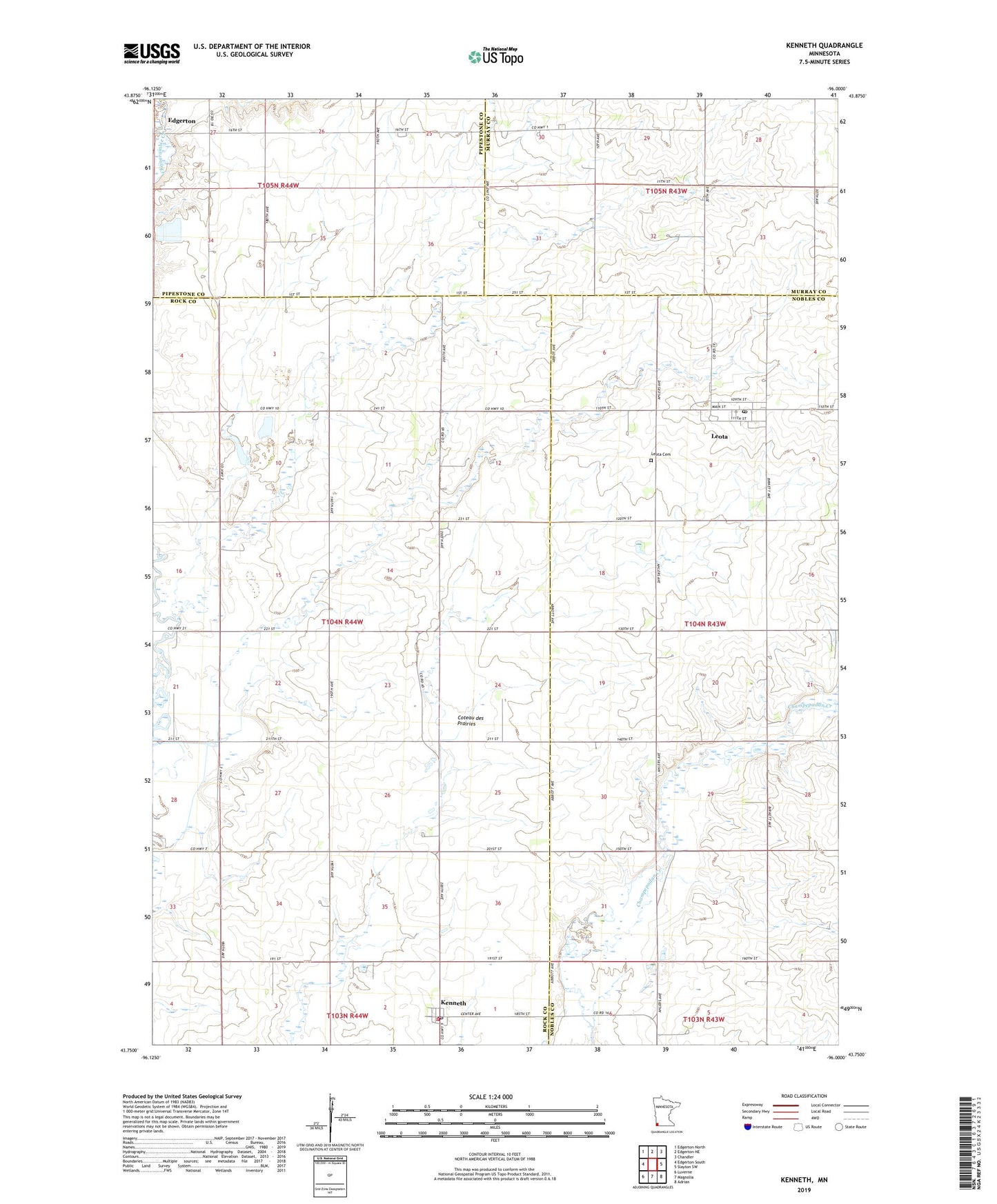 Kenneth Minnesota US Topo Map Image