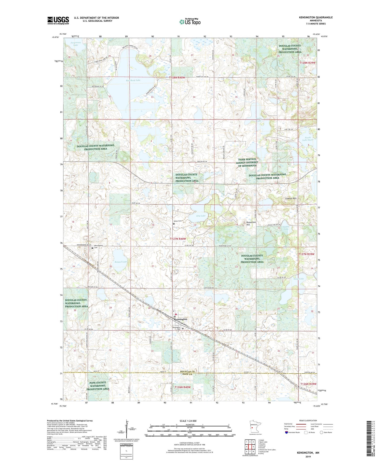 Kensington Minnesota US Topo Map Image