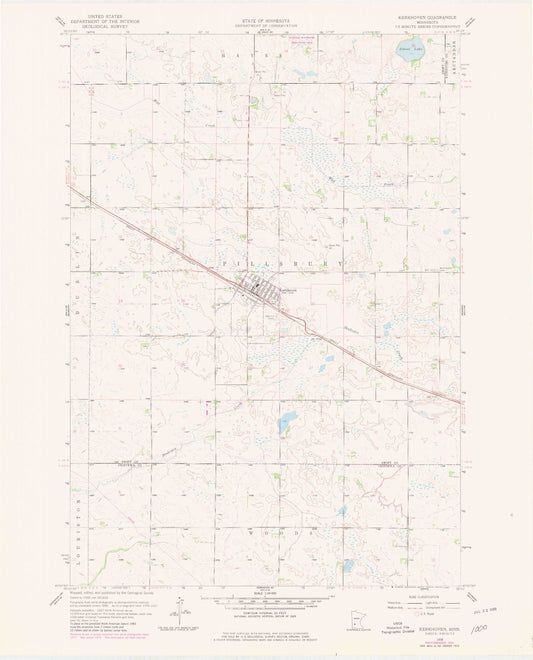 Classic USGS Kerkhoven Minnesota 7.5'x7.5' Topo Map Image