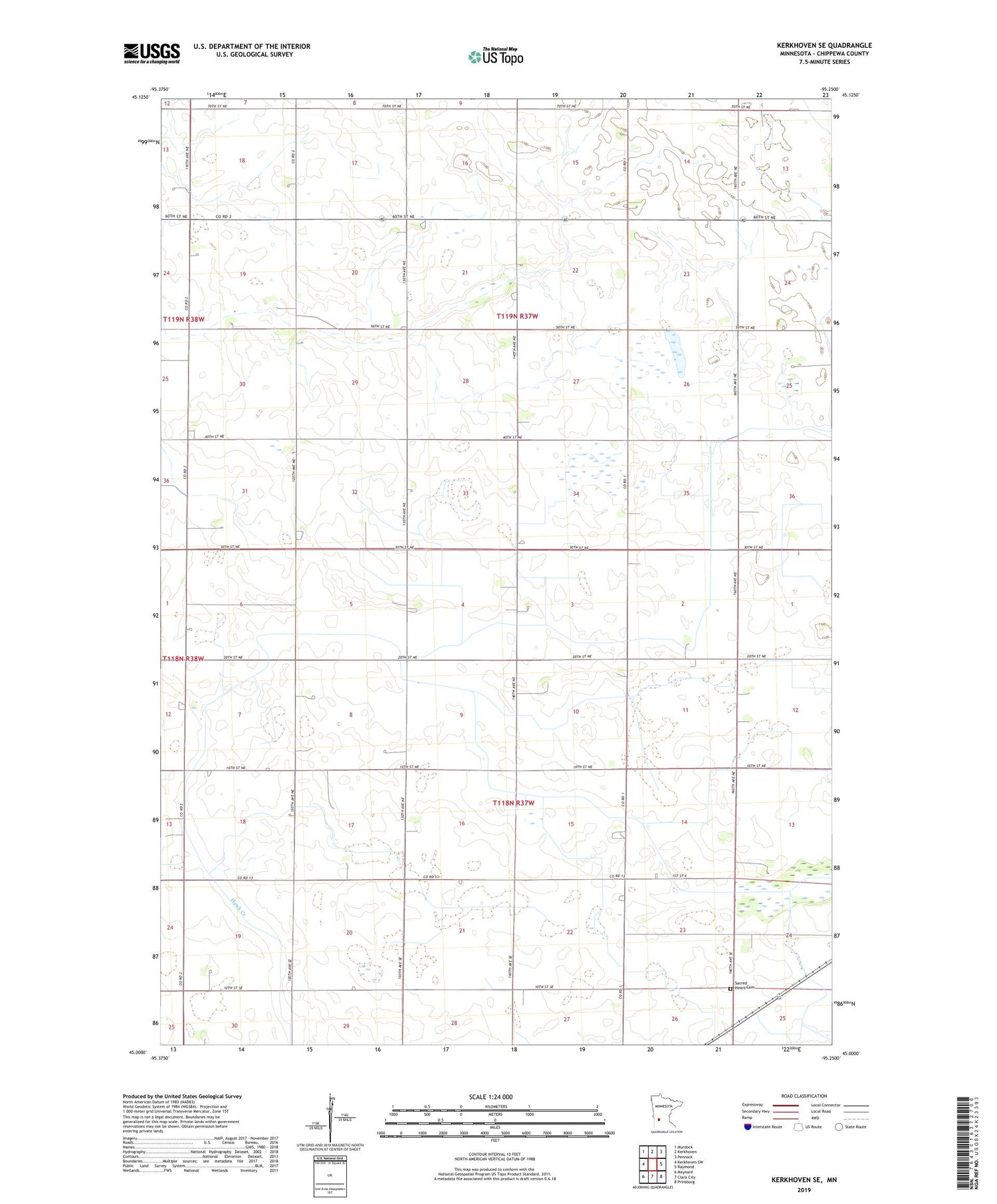 Kerkhoven SE Minnesota US Topo Map Image