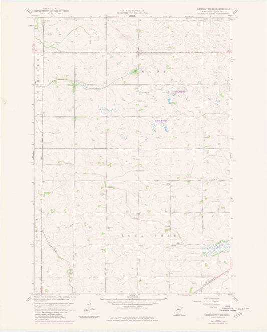 Classic USGS Kerkhoven SE Minnesota 7.5'x7.5' Topo Map Image