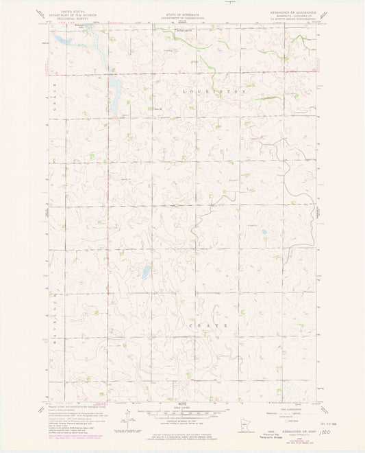 Classic USGS Kerkhoven SW Minnesota 7.5'x7.5' Topo Map Image