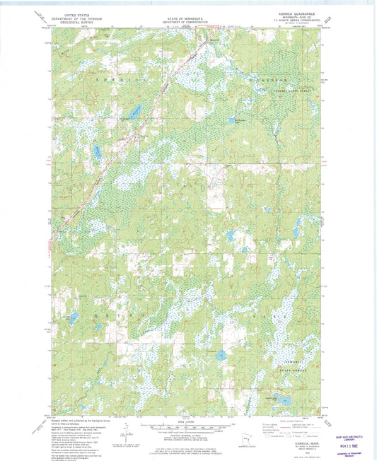 Classic USGS Kerrick Minnesota 7.5'x7.5' Topo Map Image