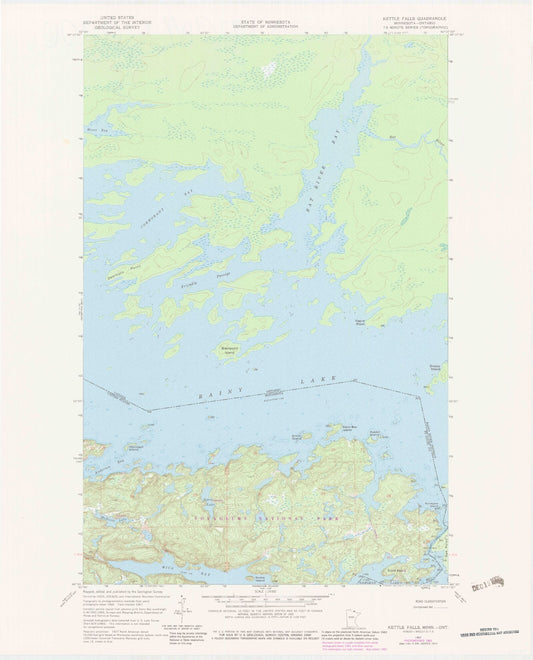 Classic USGS Kettle Falls Minnesota 7.5'x7.5' Topo Map Image