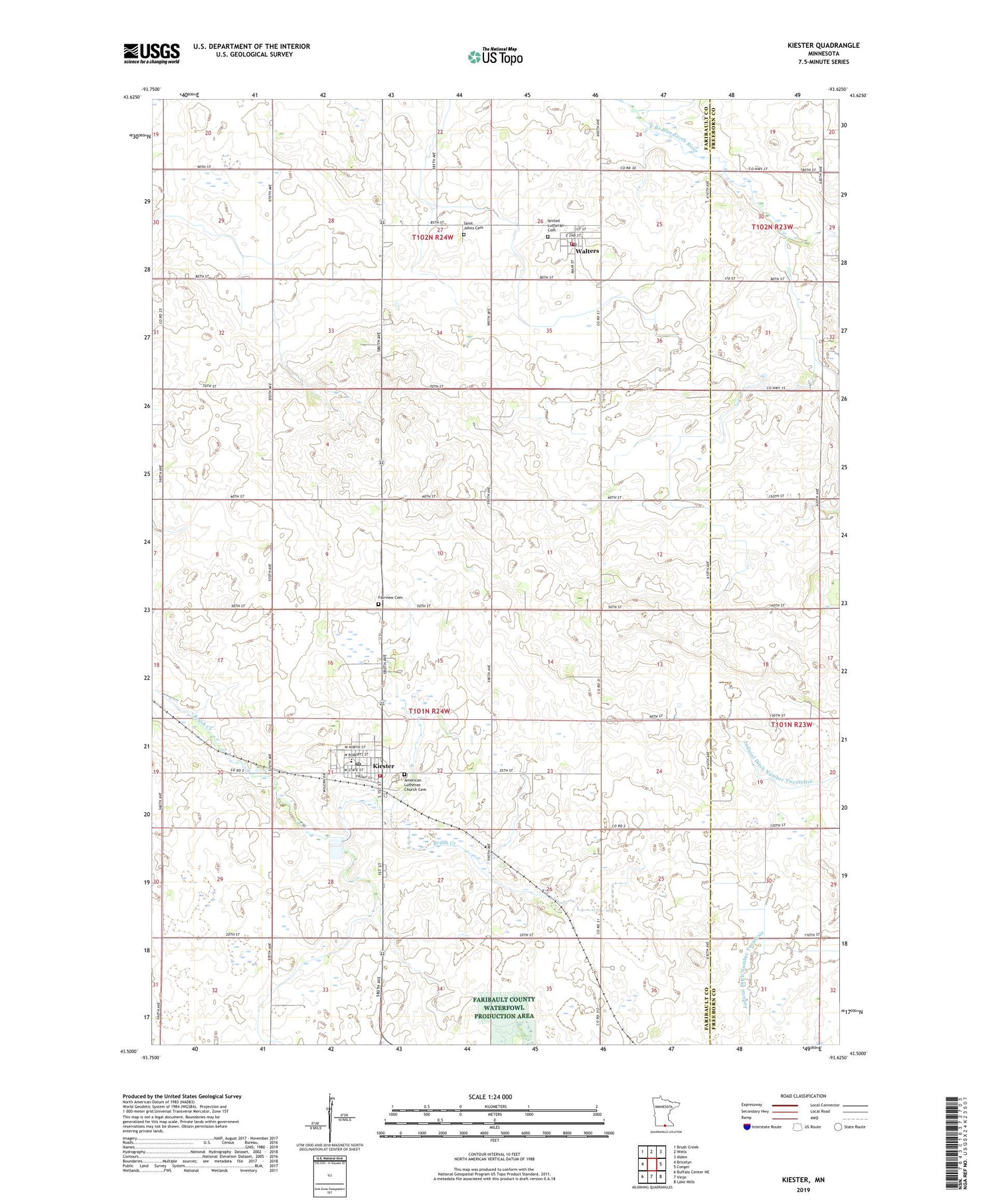 Kiester Minnesota US Topo Map Image