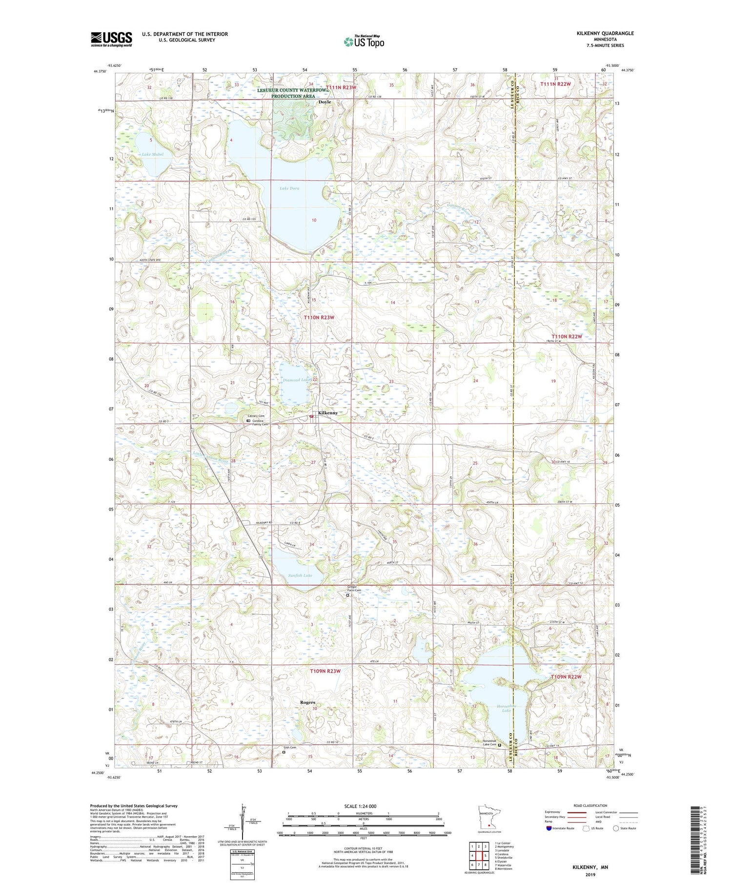 Kilkenny Minnesota US Topo Map Image
