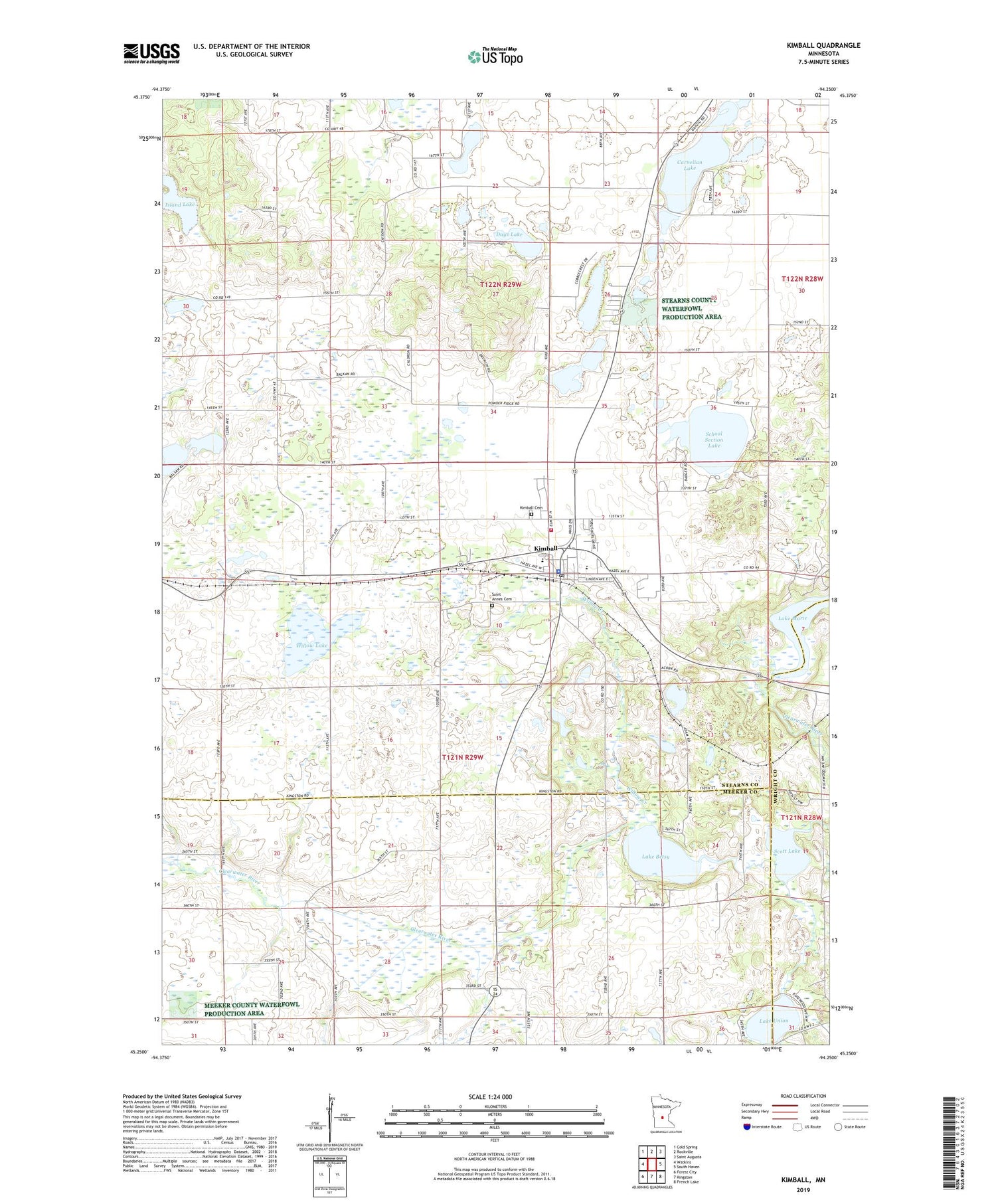 Kimball Minnesota US Topo Map Image