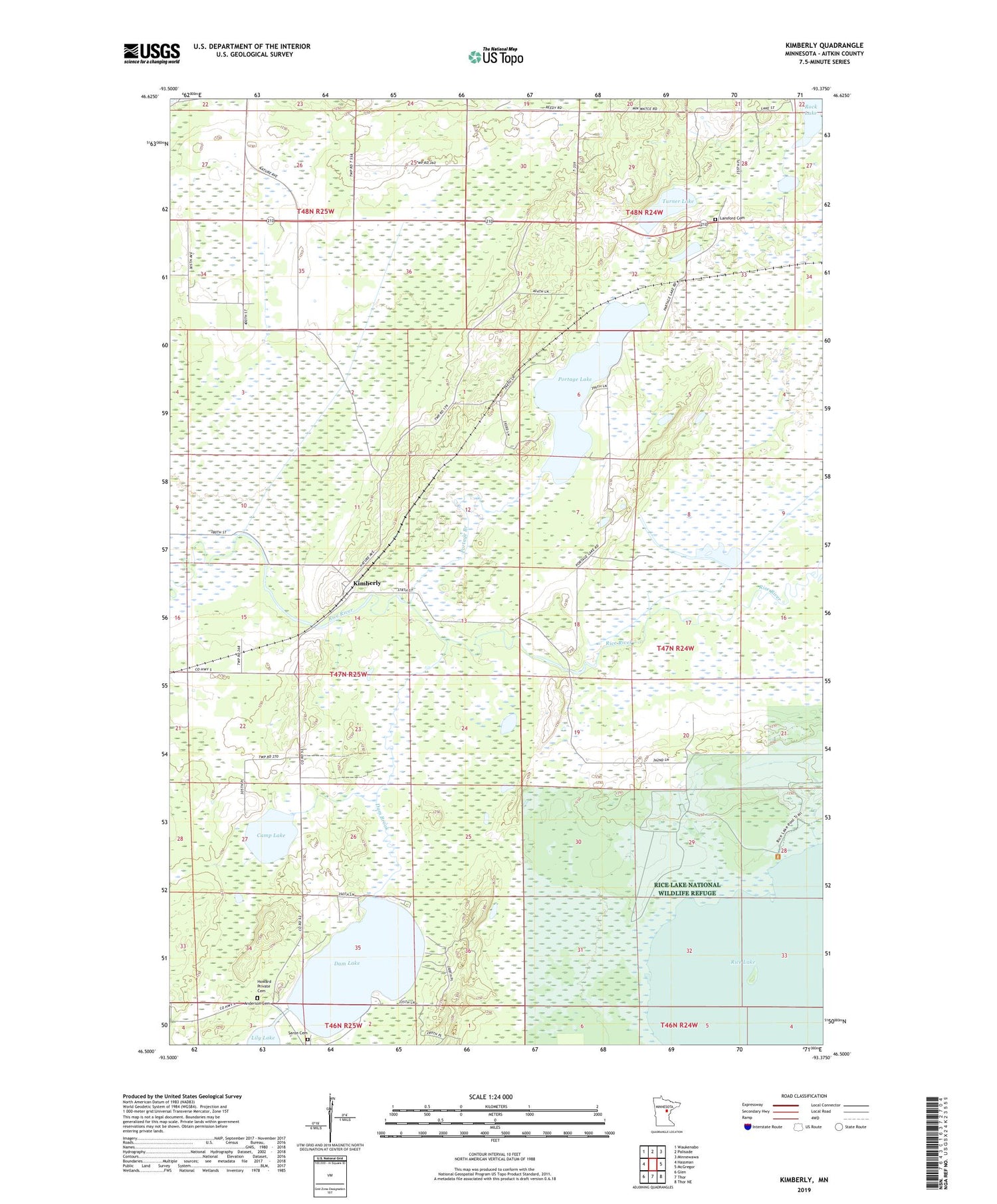 Kimberly Minnesota US Topo Map Image