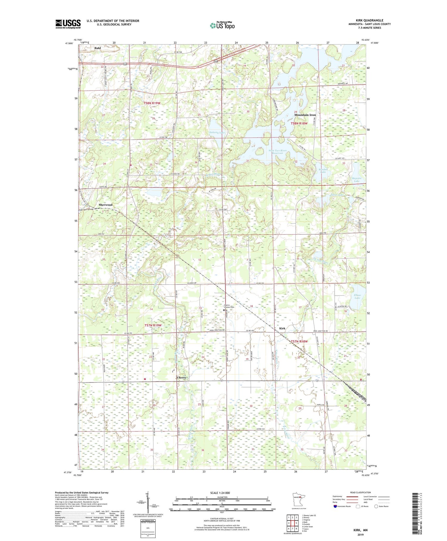 Kirk Minnesota US Topo Map Image