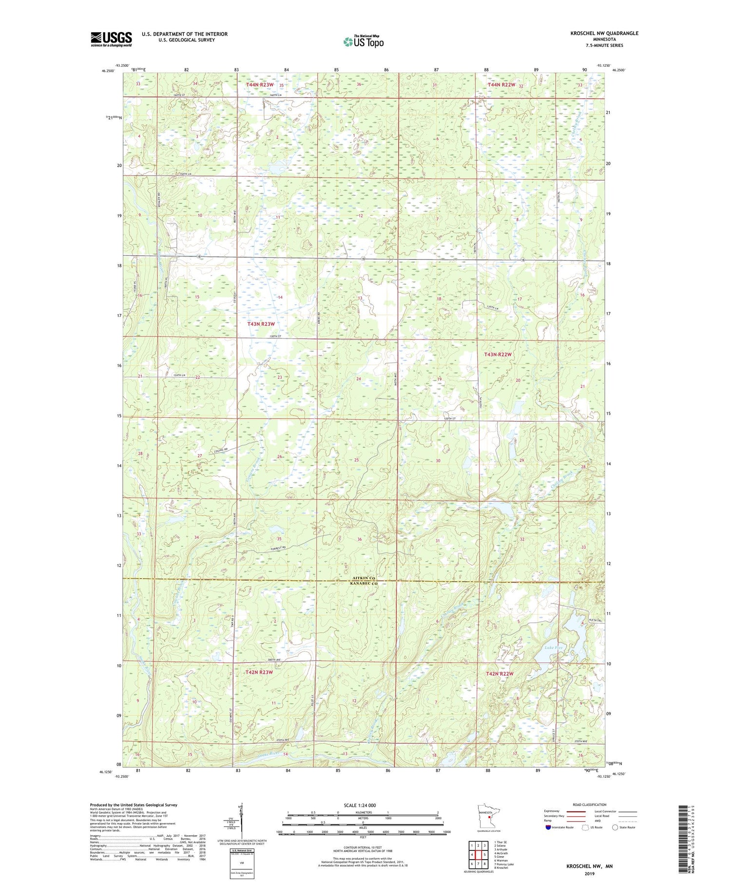Kroschel NW Minnesota US Topo Map Image