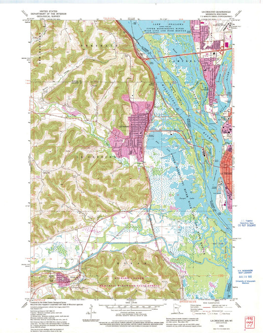 Classic USGS La Crescent Minnesota 7.5'x7.5' Topo Map Image