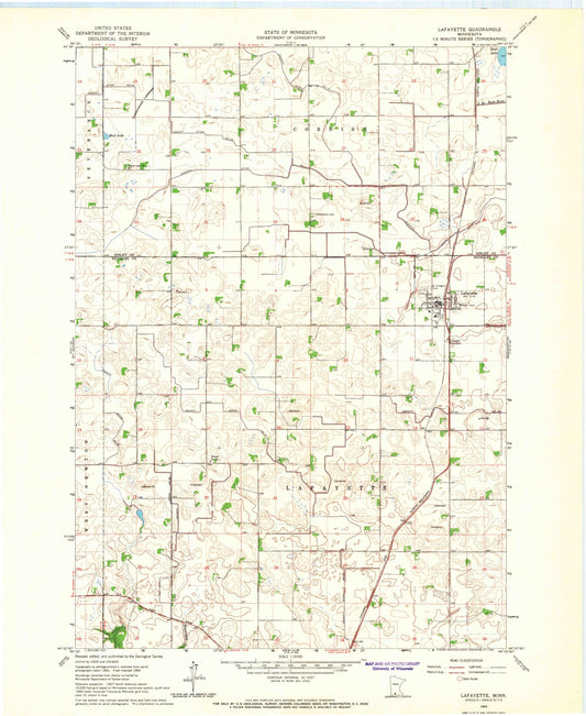 Classic USGS Lafayette Minnesota 7.5'x7.5' Topo Map Image