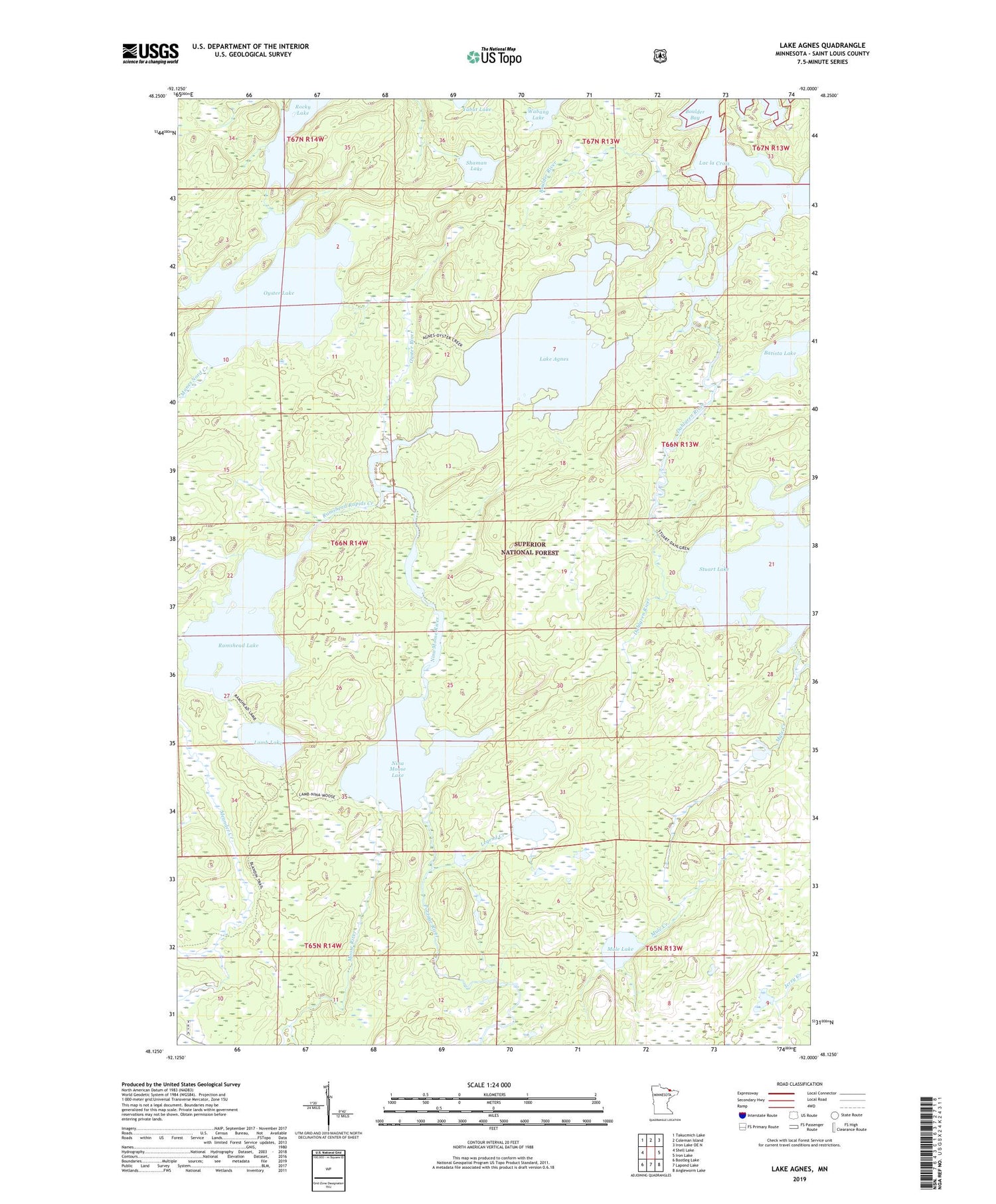 Lake Agnes Minnesota US Topo Map Image