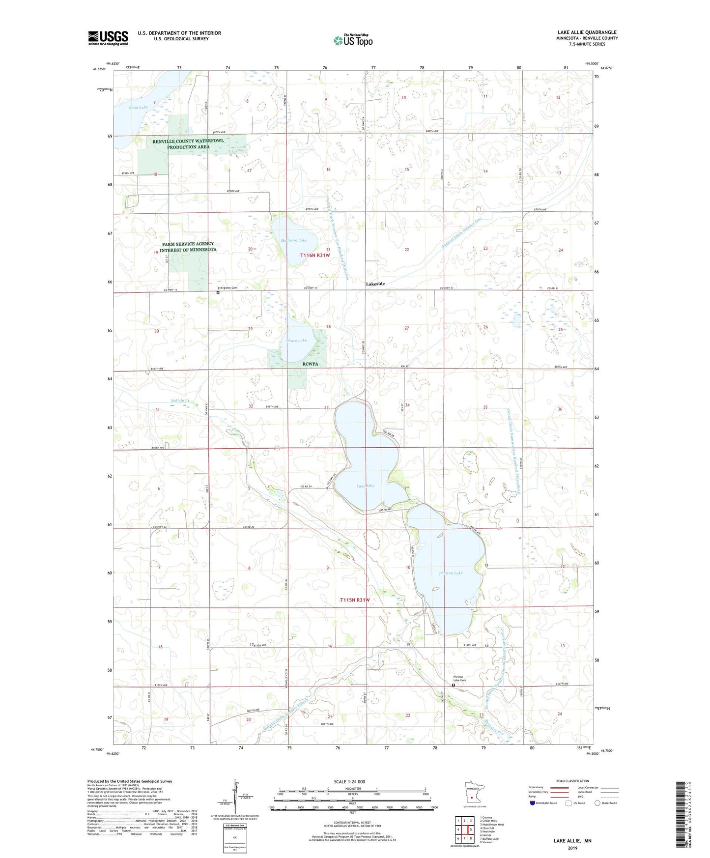 Lake Allie Minnesota US Topo Map Image