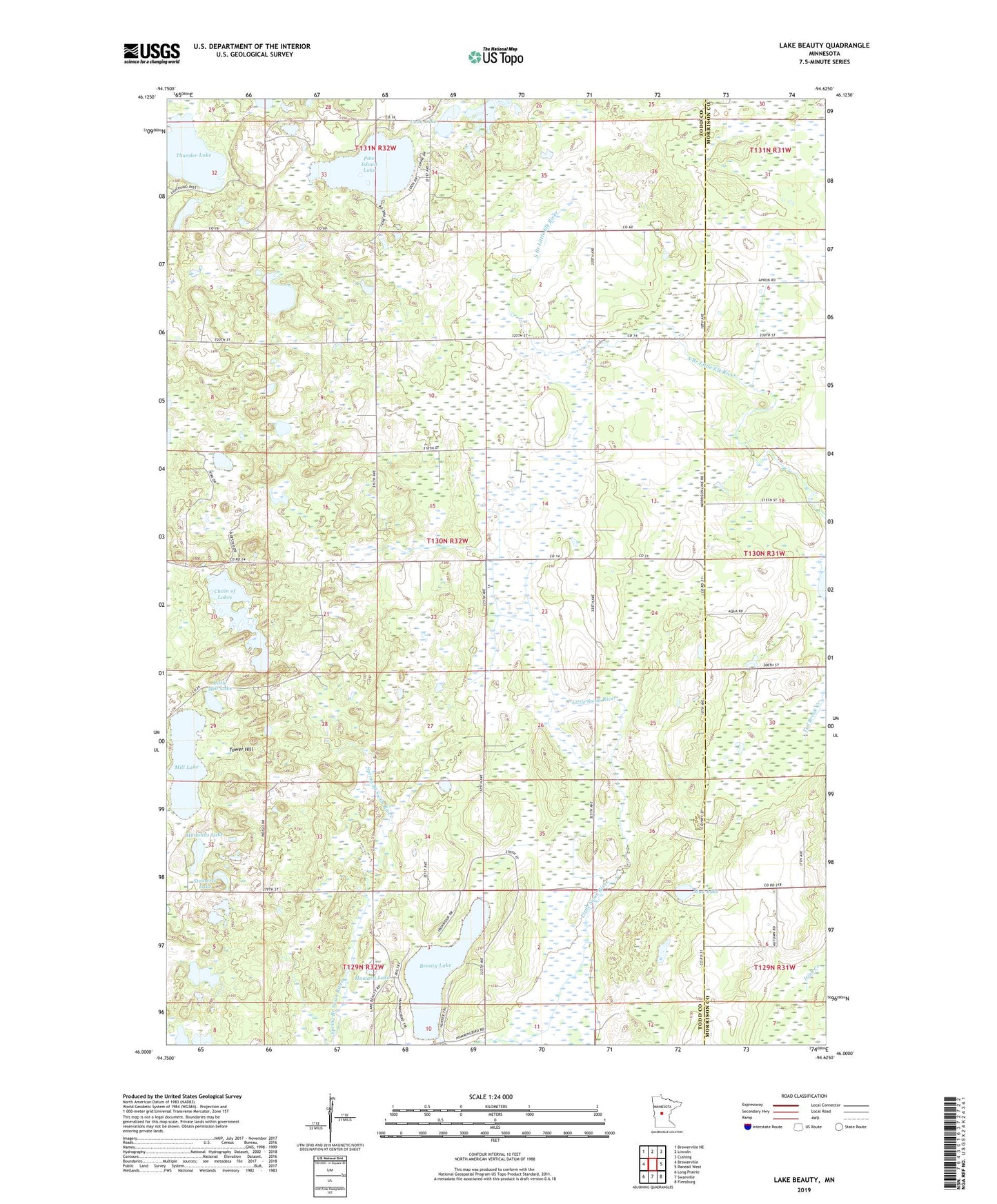 Lake Beauty Minnesota US Topo Map Image