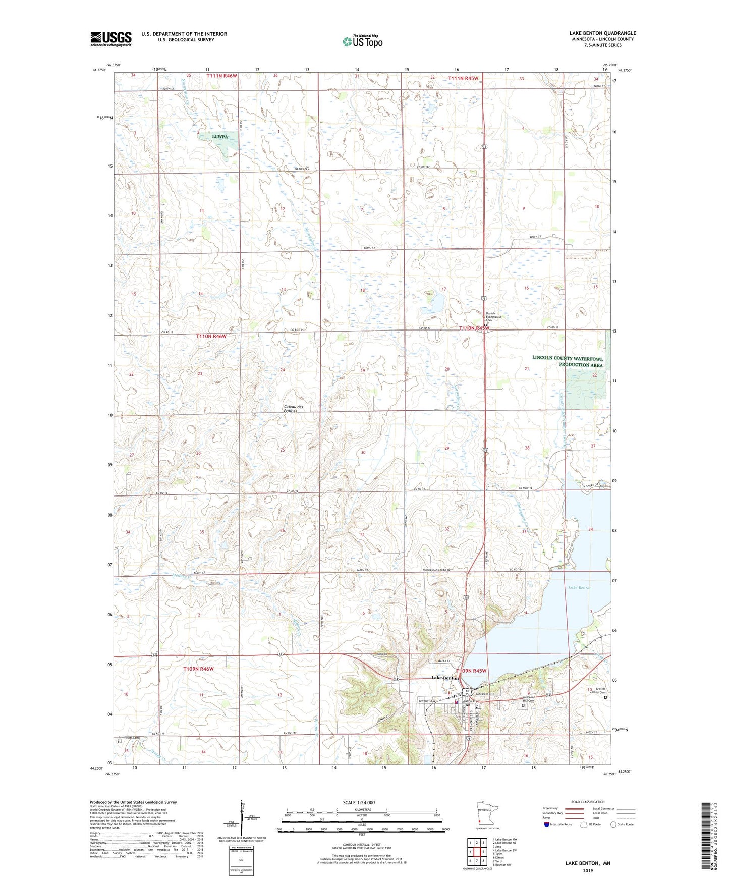 Lake Benton Minnesota US Topo Map Image