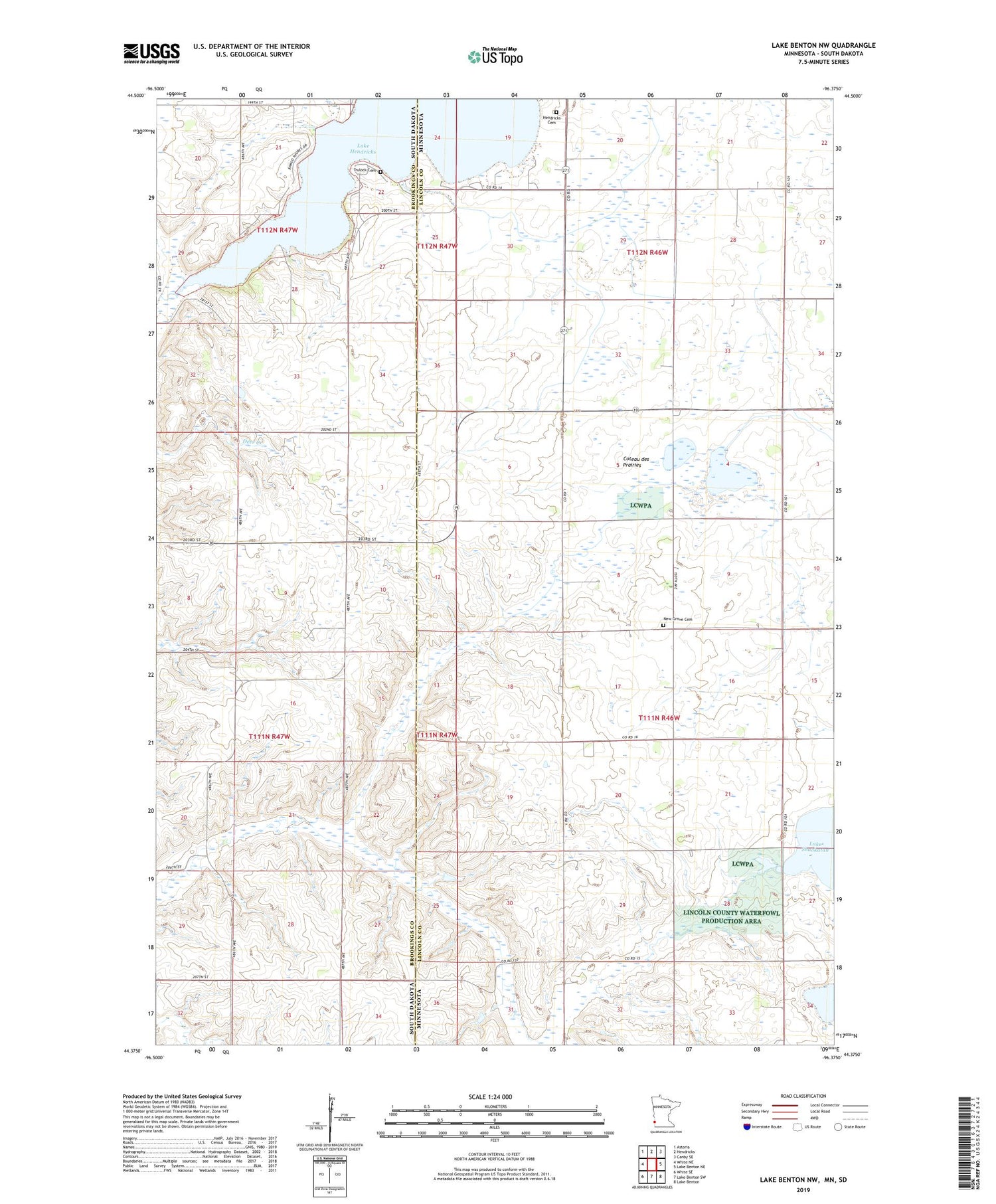 Lake Benton NW Minnesota US Topo Map Image