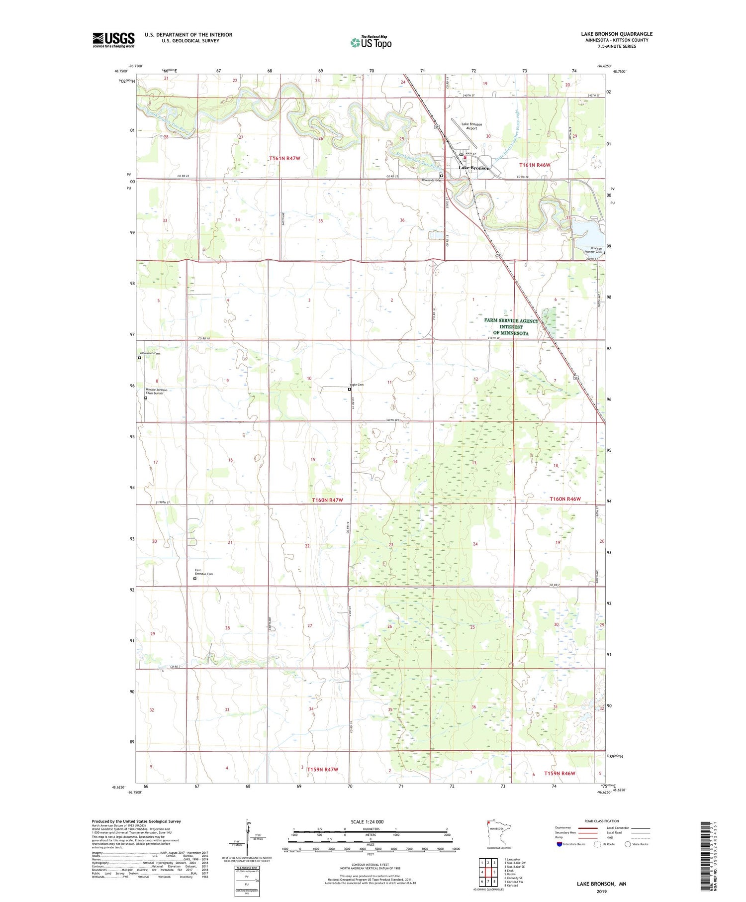 Lake Bronson Minnesota US Topo Map Image