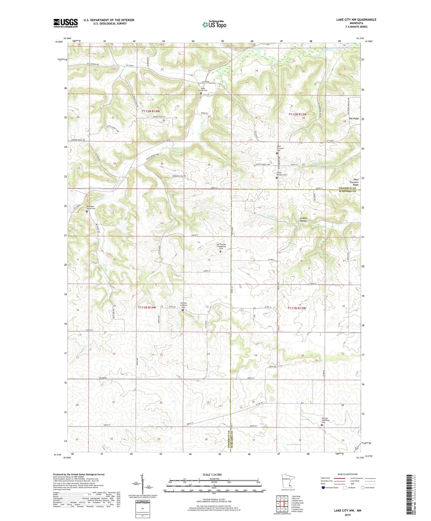 Lake City NW Minnesota US Topo Map Image