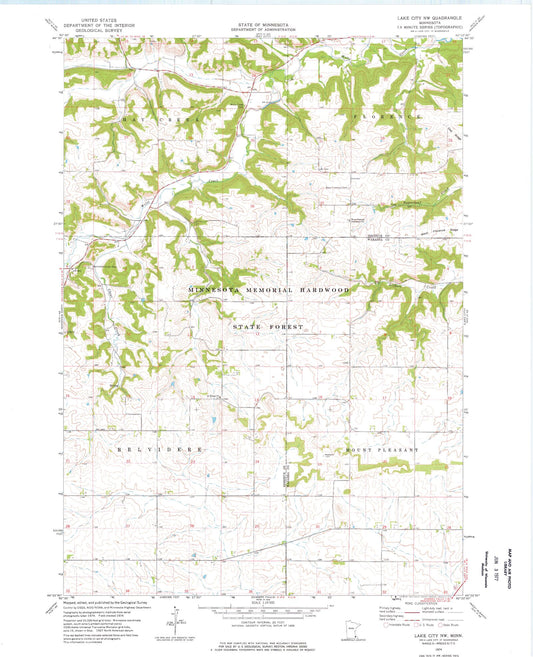 Classic USGS Lake City NW Minnesota 7.5'x7.5' Topo Map Image