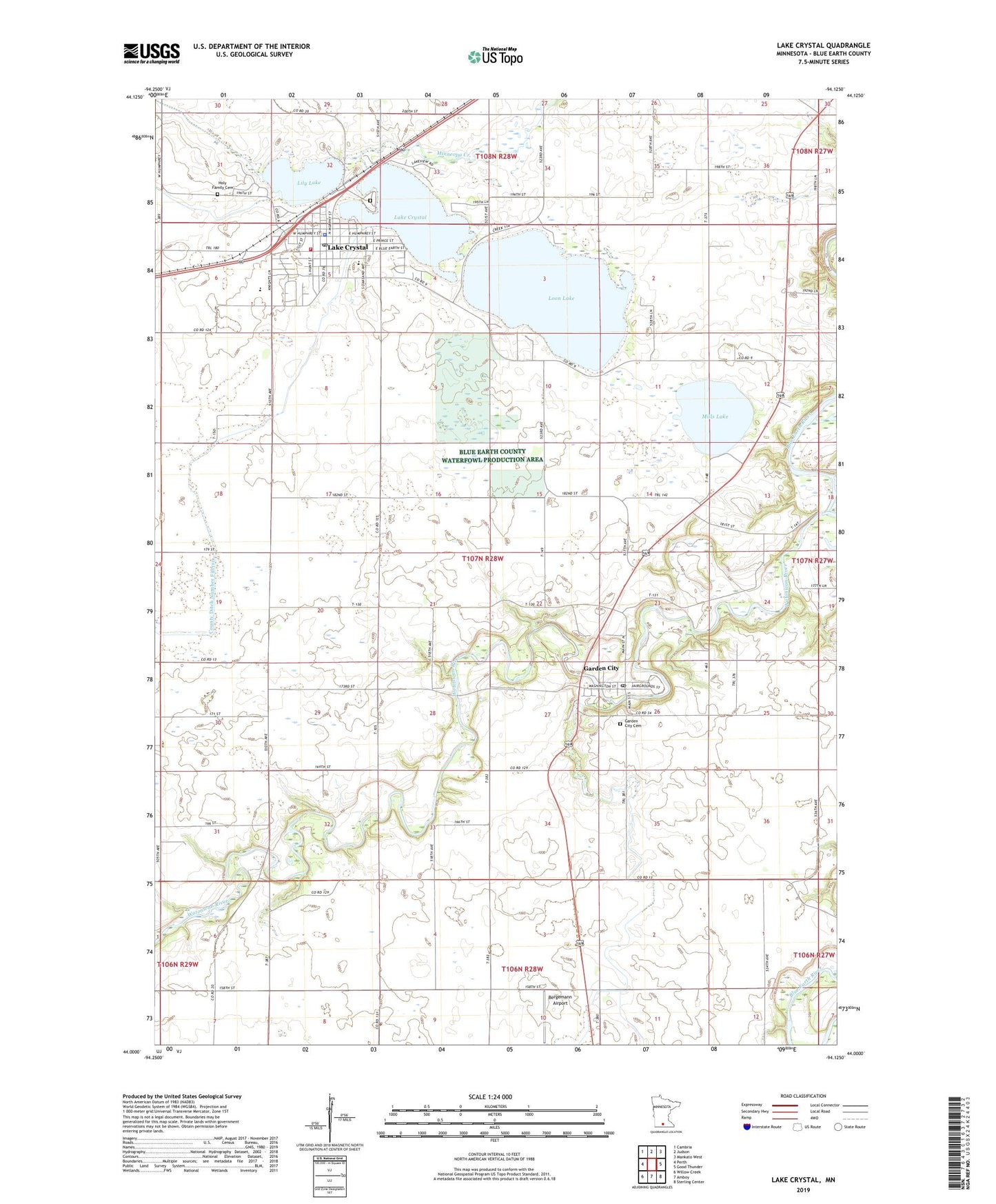 Lake Crystal Minnesota US Topo Map Image