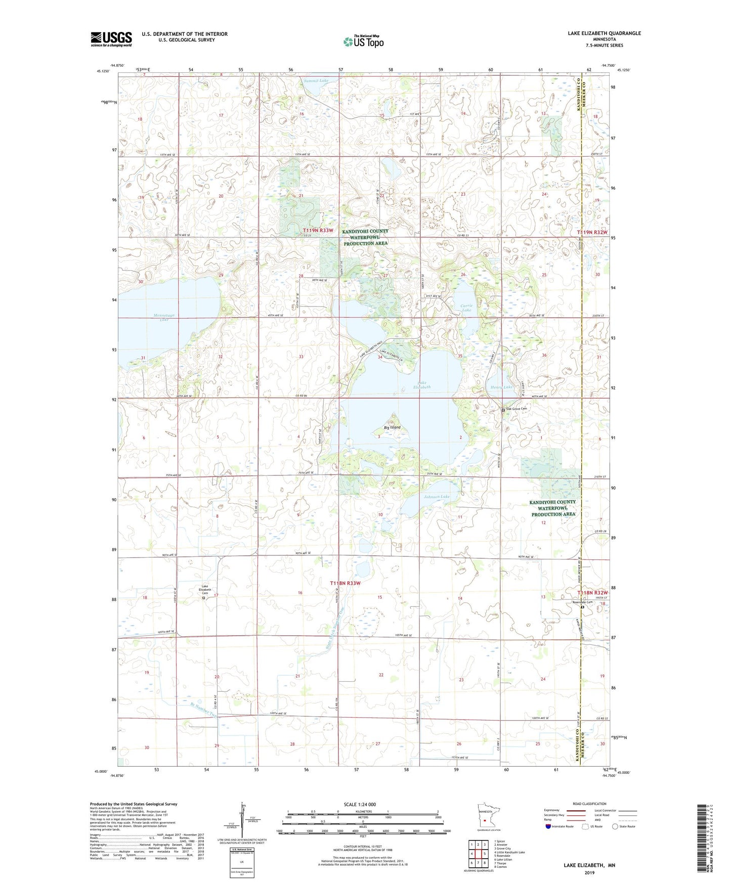 Lake Elizabeth Minnesota US Topo Map Image