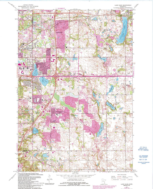Classic USGS Lake Elmo Minnesota 7.5'x7.5' Topo Map Image