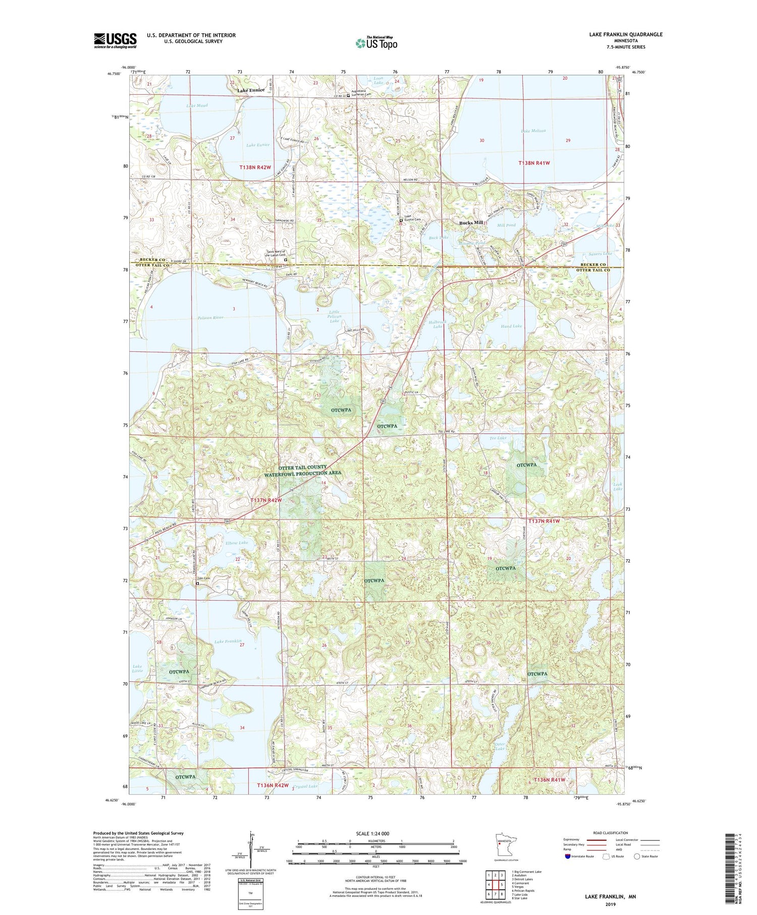 Lake Franklin Minnesota US Topo Map Image