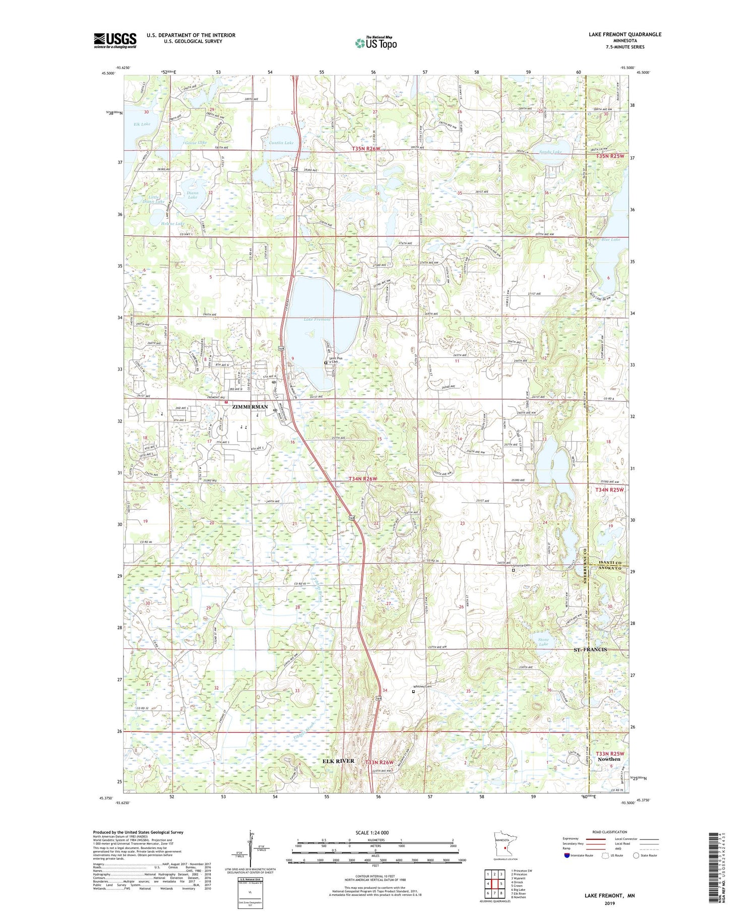 Lake Fremont Minnesota US Topo Map Image