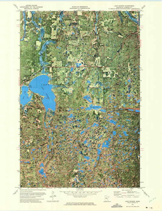 Classic USGS Lake George Minnesota 7.5'x7.5' Topo Map Image