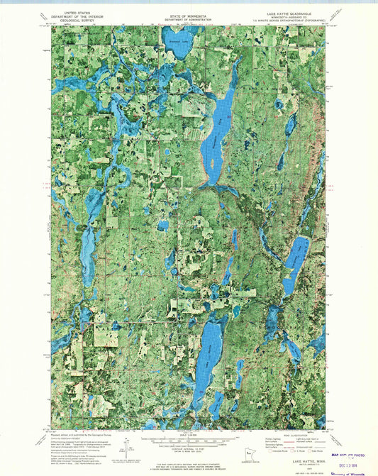 Classic USGS Lake Hattie Minnesota 7.5'x7.5' Topo Map Image